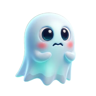 The ghost upside down, slightly embarrassed