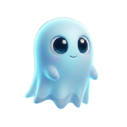 Little Haunt, a happy cartoon ghost, floating